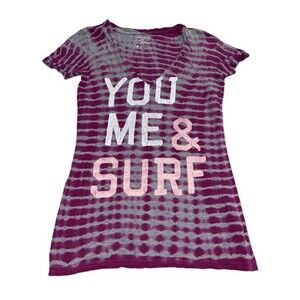 Y2K American Eagle Tee Women's Medium V Neck T-Shirt Beachy Boho Tie Dye Hipster